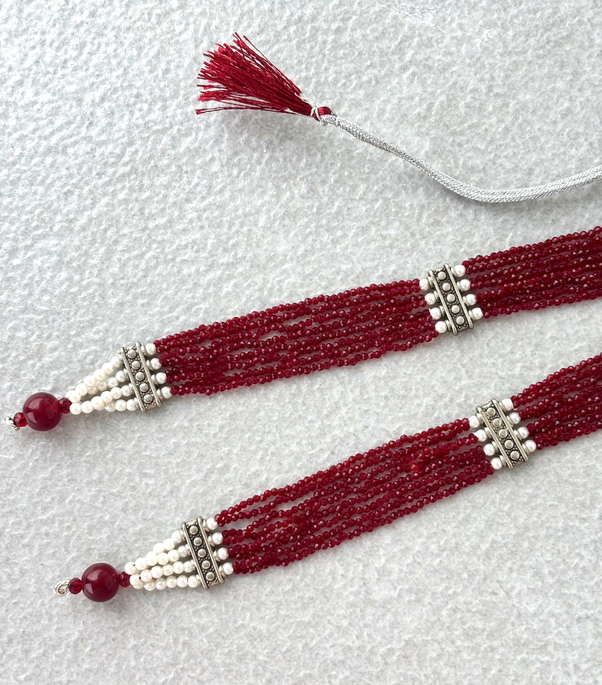 Maroon Hydro Beads Semifinished Haar Design 1