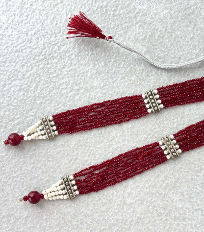 Maroon Hydro Beads Semifinished Haar Design 1