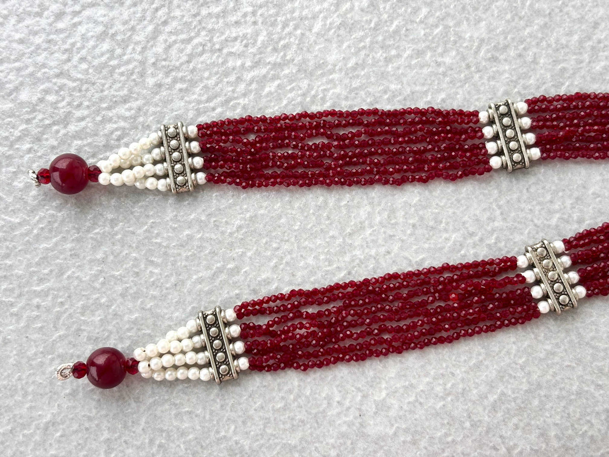 Maroon Hydro Beads Semifinished Haar Design 1
