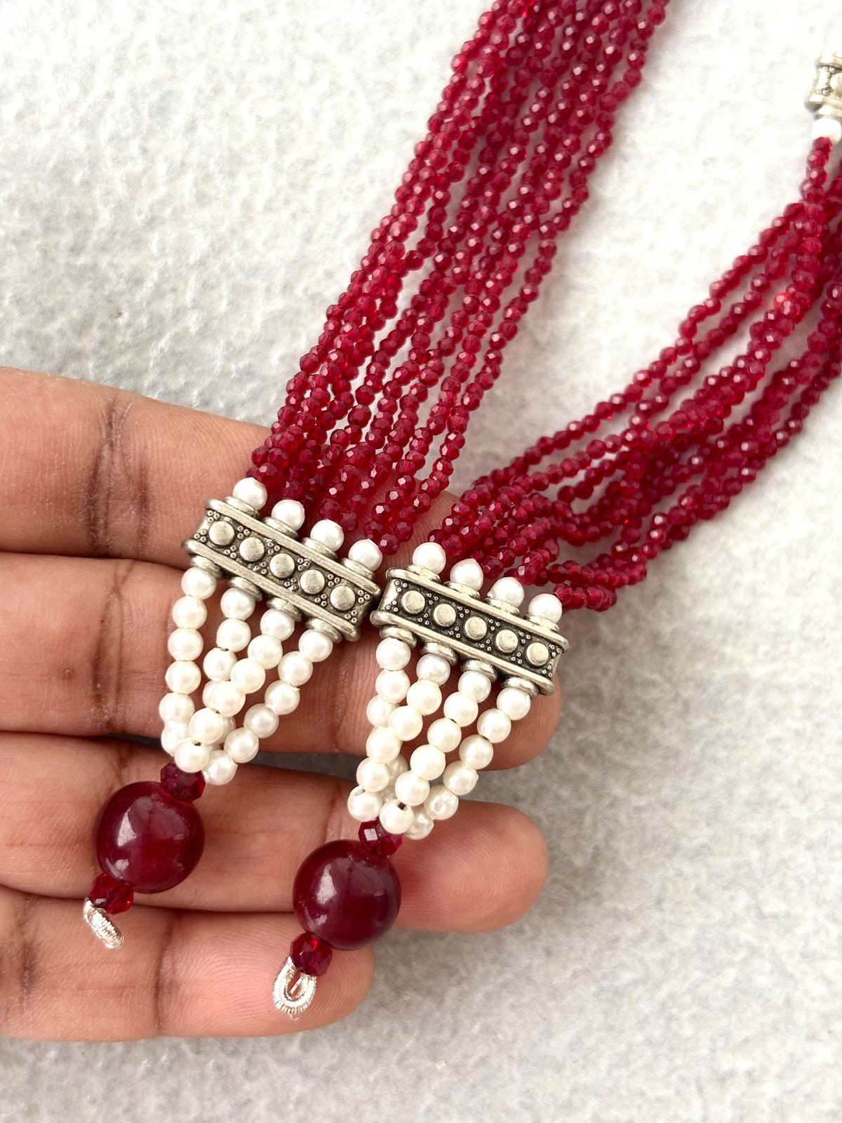 Maroon Hydro Beads Semifinished Haar Design 1