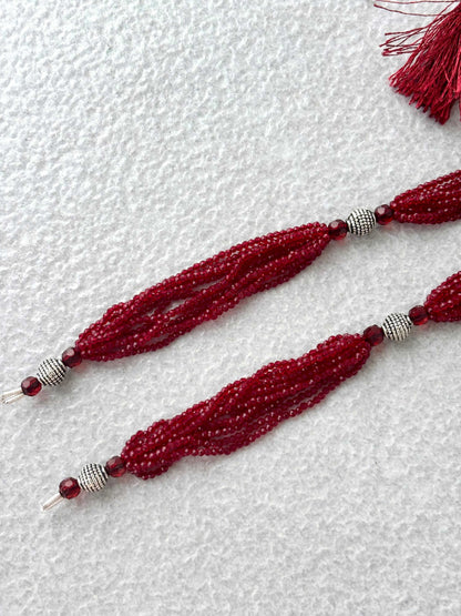 Maroon Hydro Beads Semifinished Haar Design 2