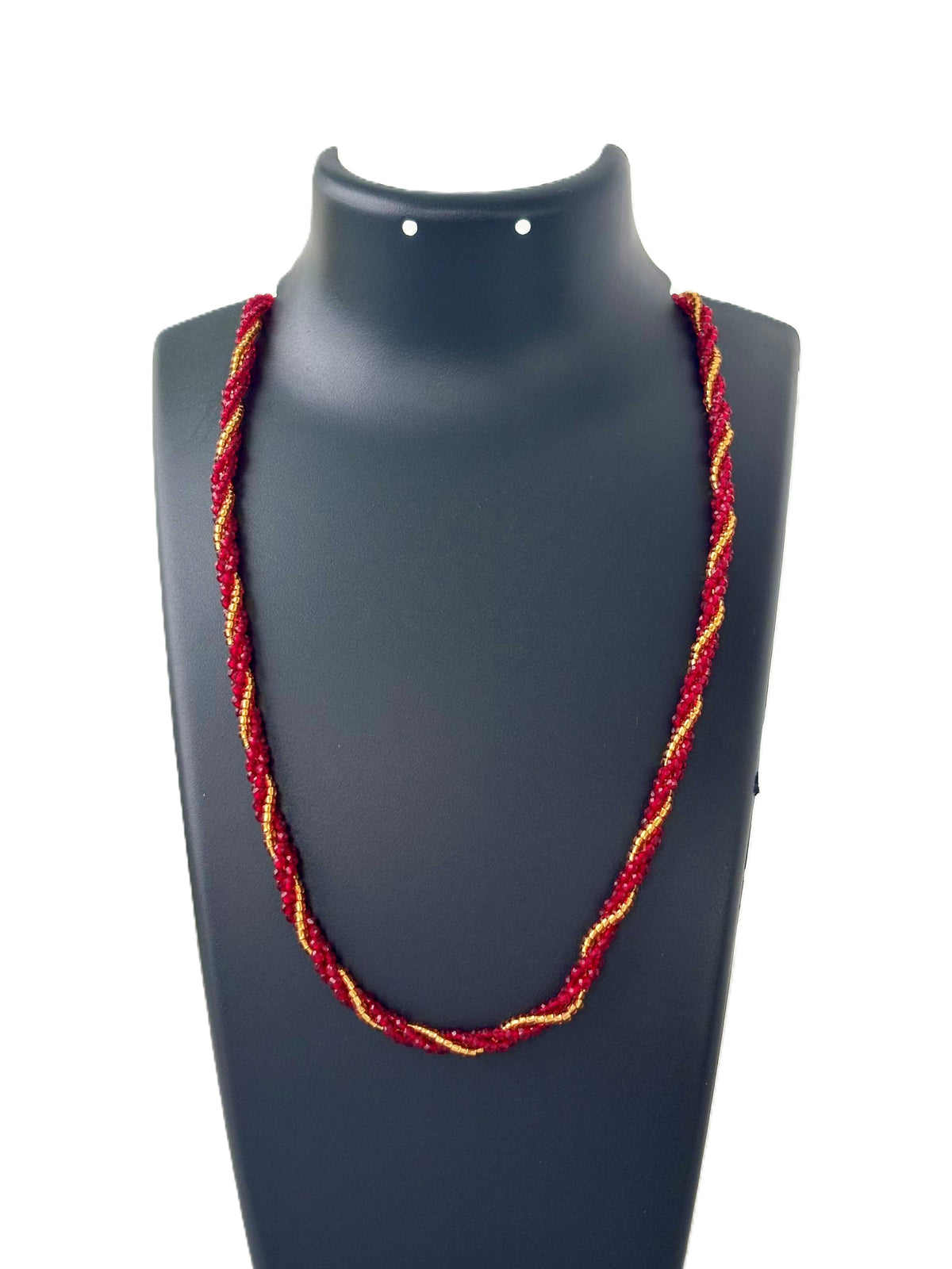 Red Hydro and Seed Bead Twisted Necklace