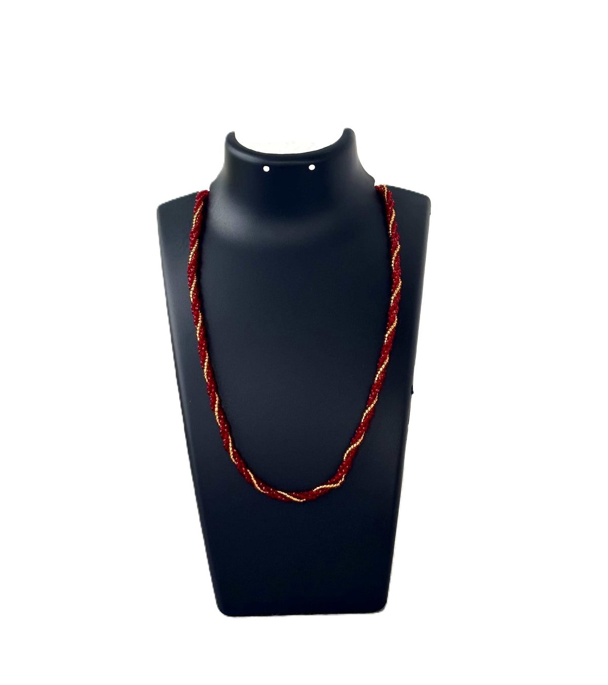 Red Hydro and Seed Bead Twisted Necklace
