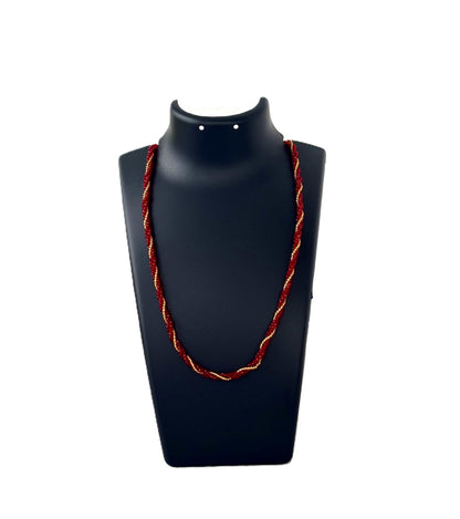 Red Hydro and Seed Bead Twisted Necklace