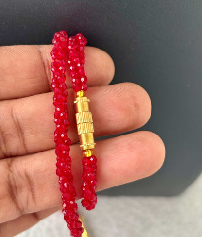 Red Hydro and Gold Bead Necklace