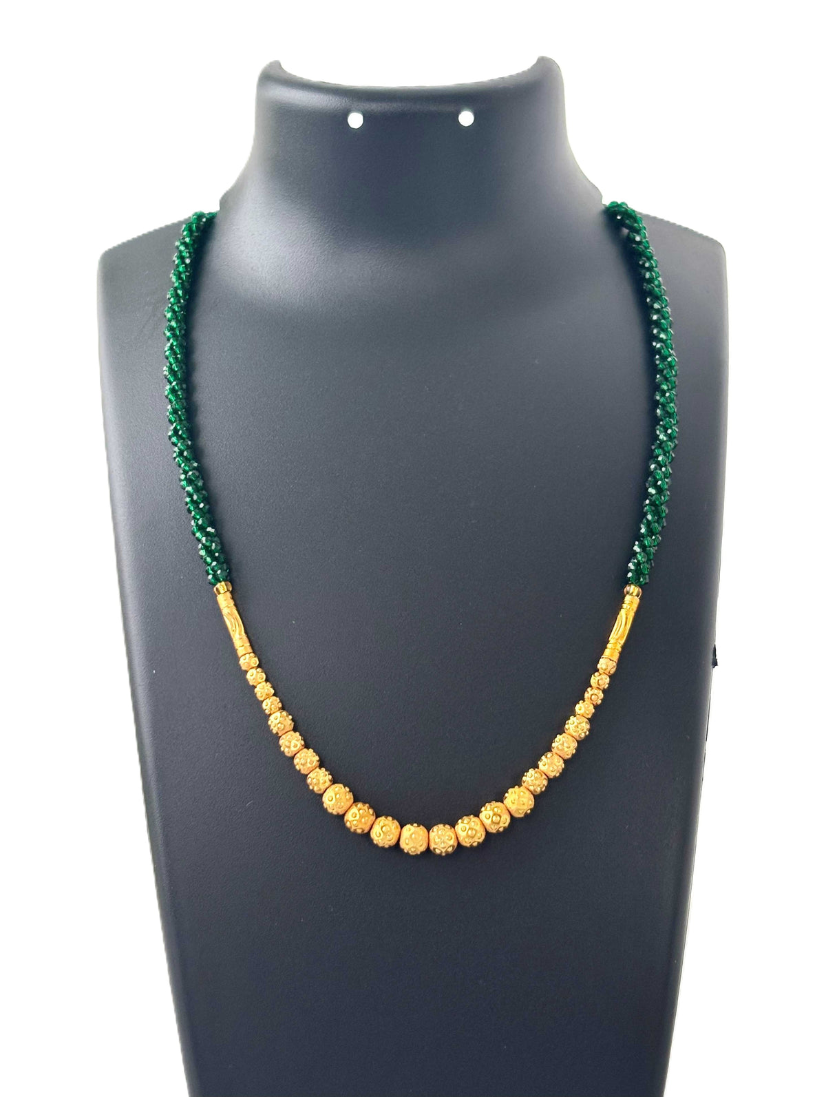 Green Hydro and Gold Bead Necklace