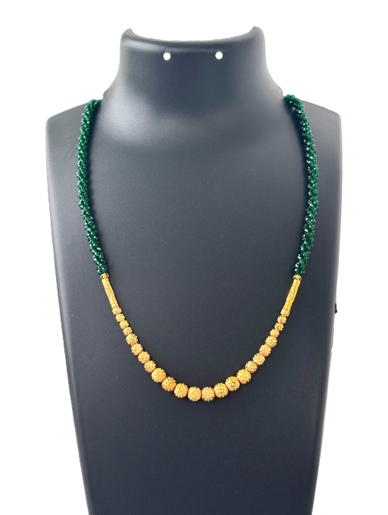 Green Hydro and Gold Bead Necklace