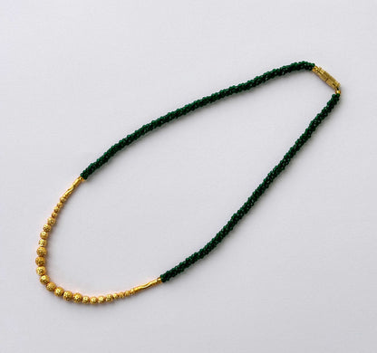 Green Hydro and Gold Bead Necklace