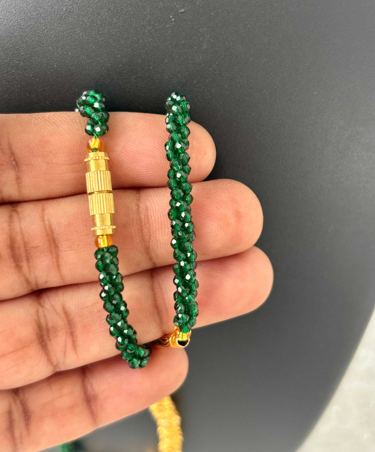 Green Hydro and Gold Bead Necklace