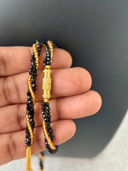 Black Hydro and Gold Bead Necklace