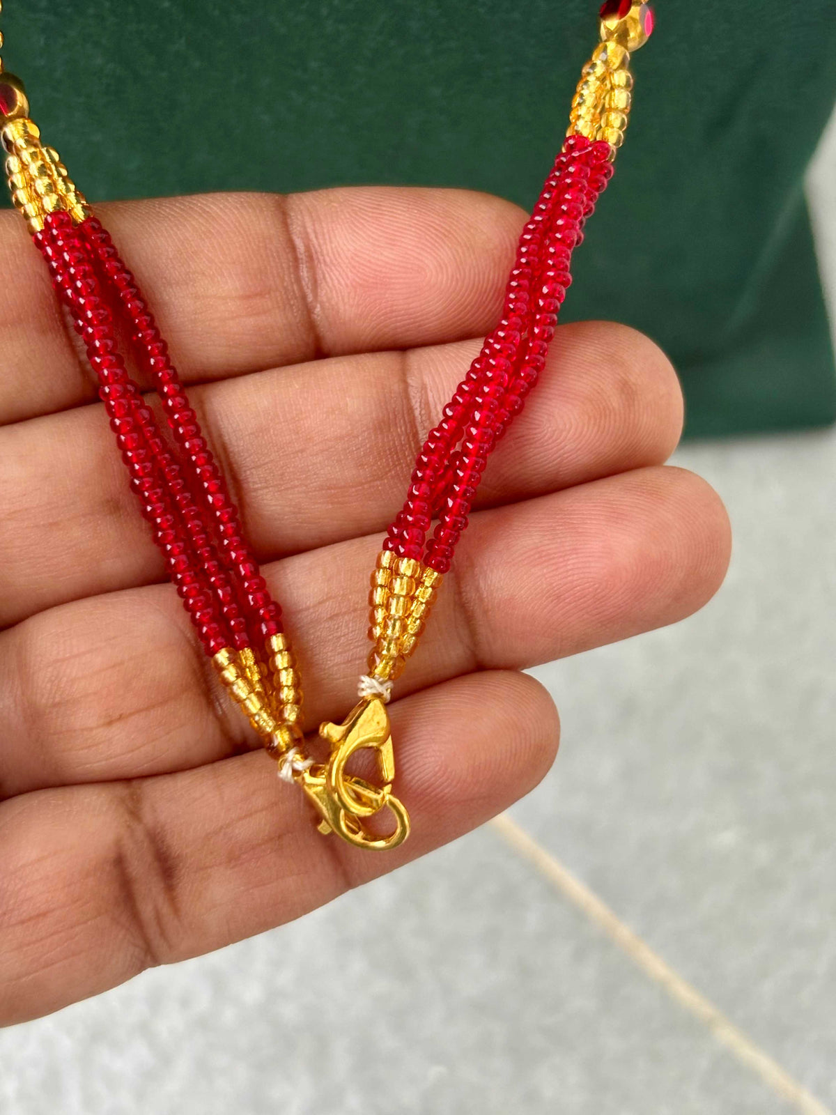 Semifinished Red Seed Bead Chain Design 3