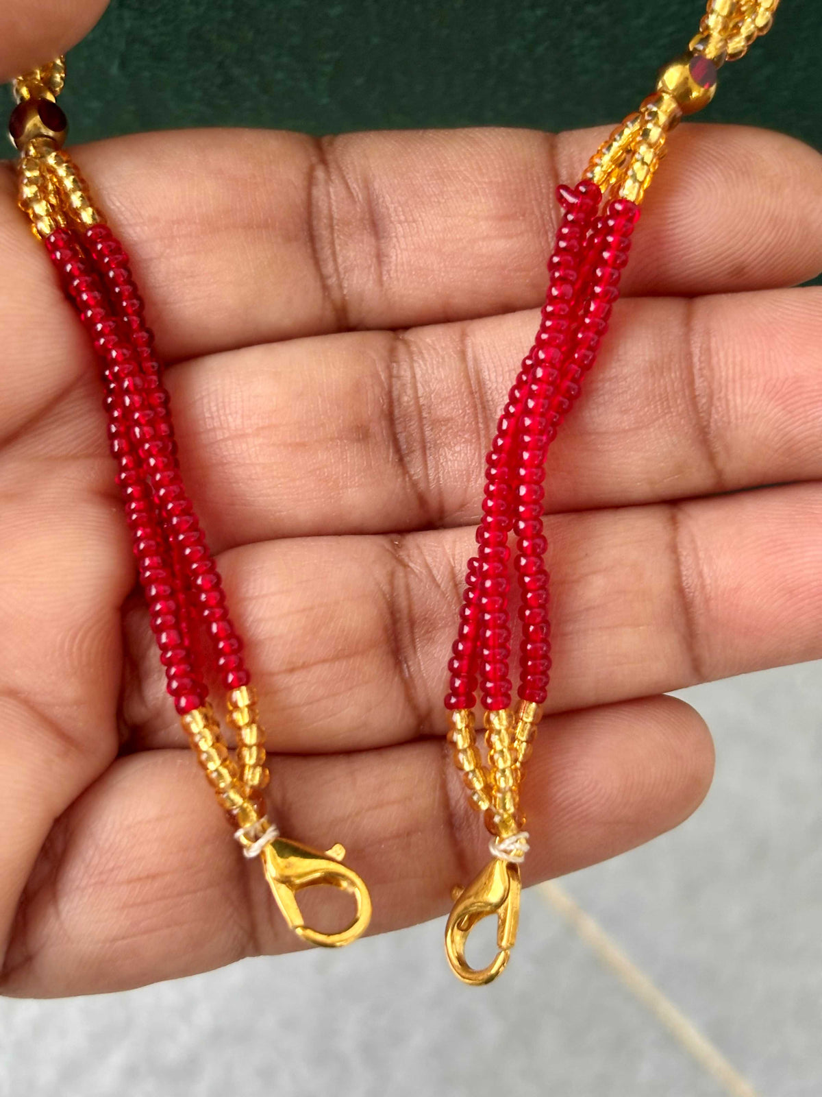 Semifinished Red Seed Bead Chain Design 3