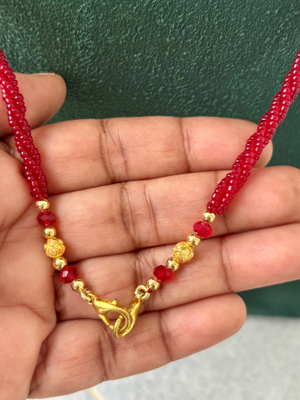 Semifinished Red Seed Bead Chain Design 9