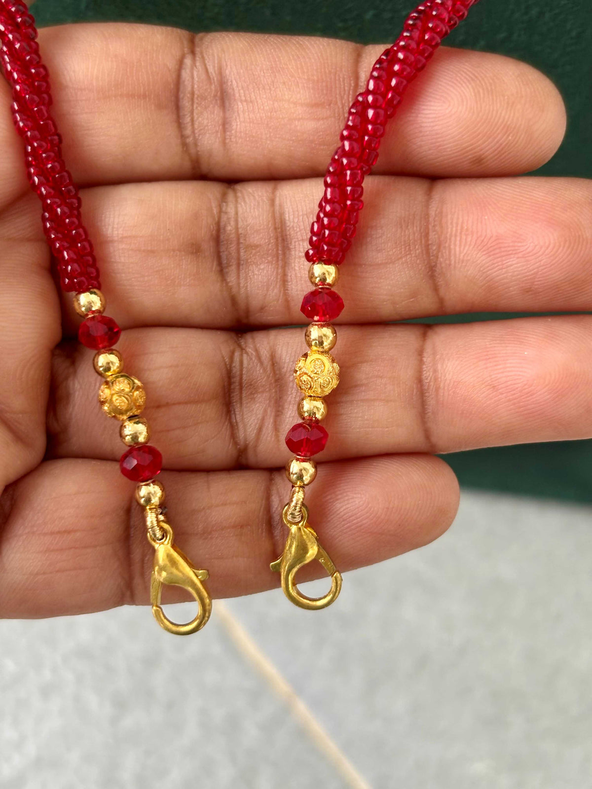 Semifinished Red Seed Bead Chain Design 9