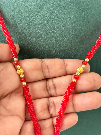 Semifinished Red Seed Bead Chain Design 12