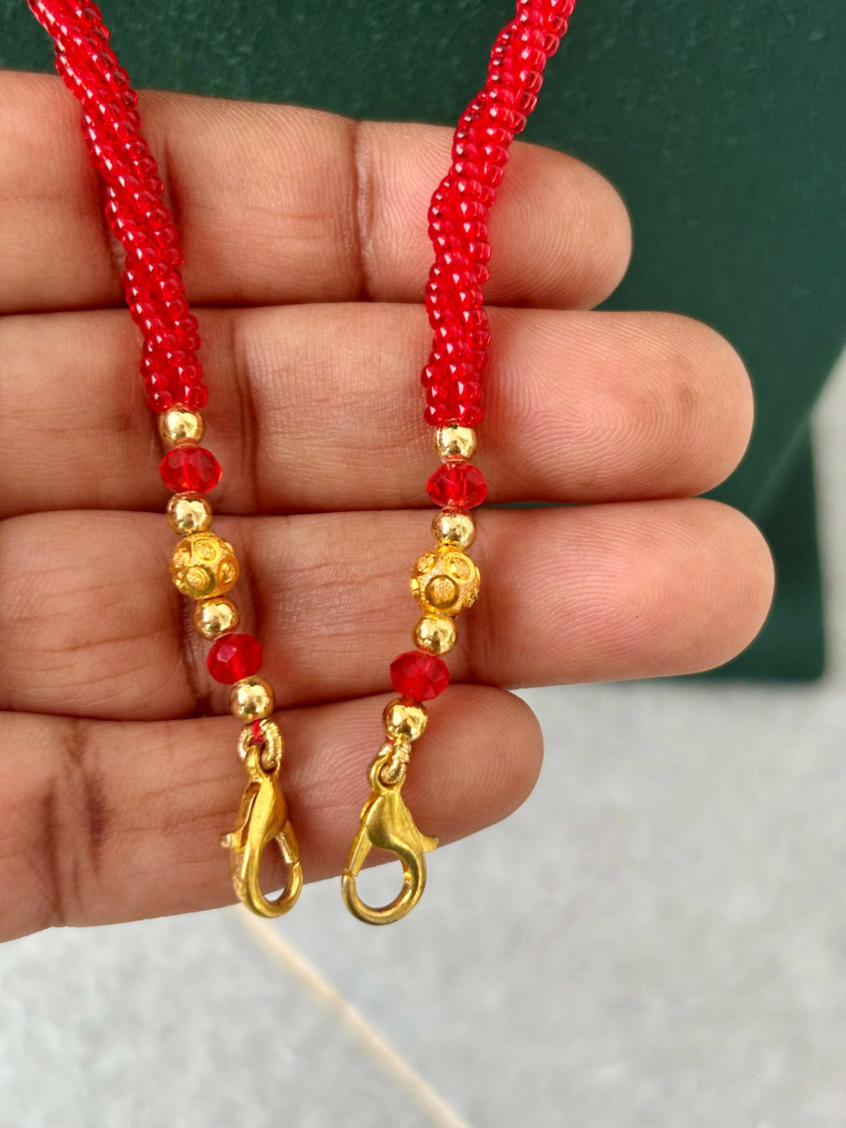 Semifinished Red Seed Bead Chain Design 12