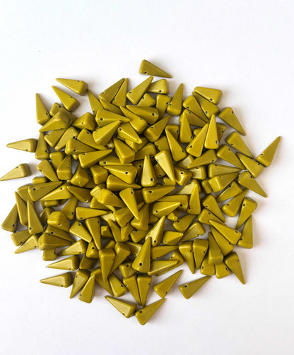 44 Pieces Unique Geometric Olive Green Pyramid Spike Beads