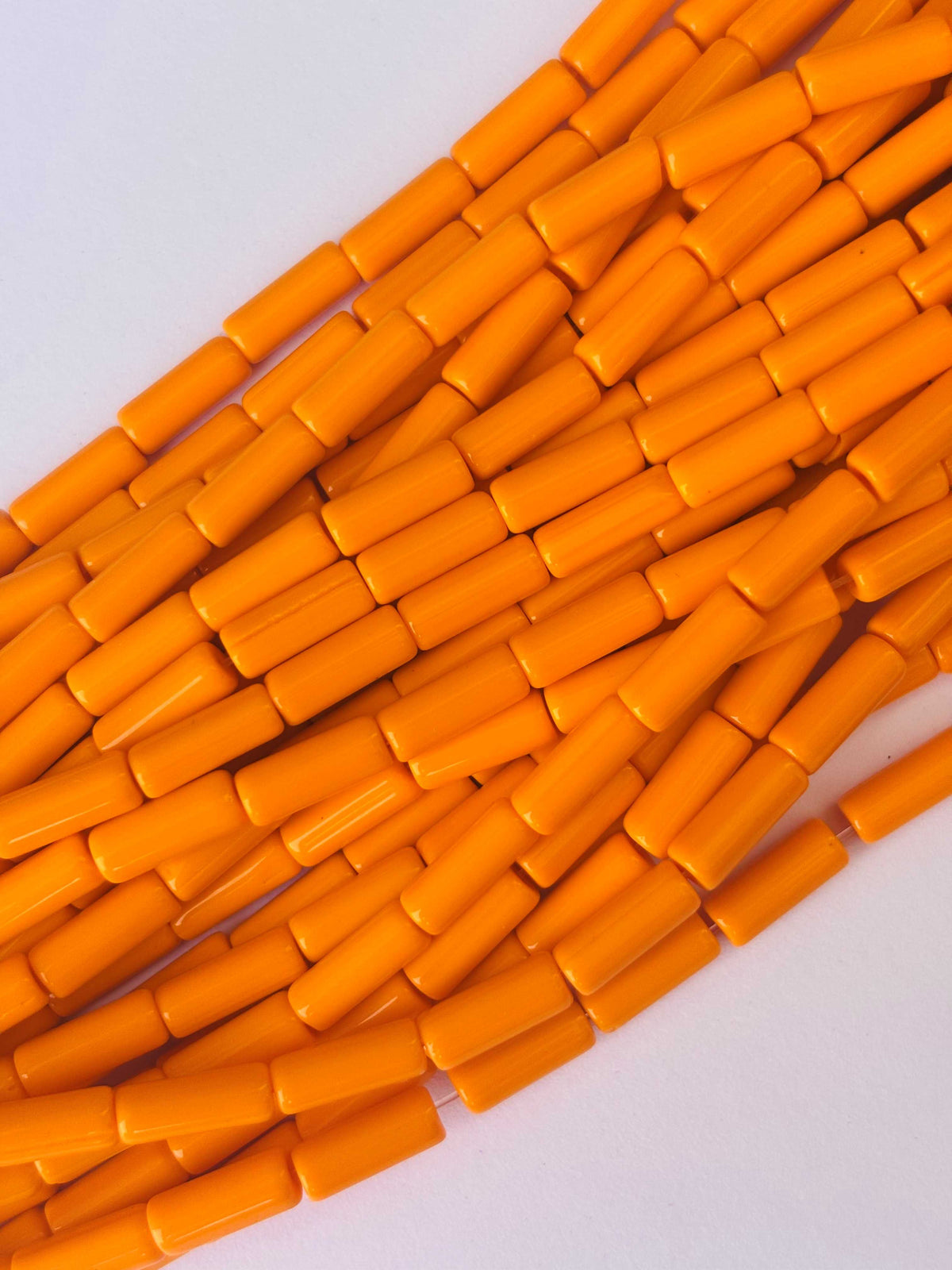114 Pieces High Shine Orange Cylinder Tube Beads 10x4MM