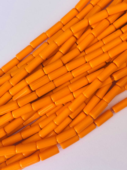 114 Pieces High Shine Orange Cylinder Tube Beads 10x4MM