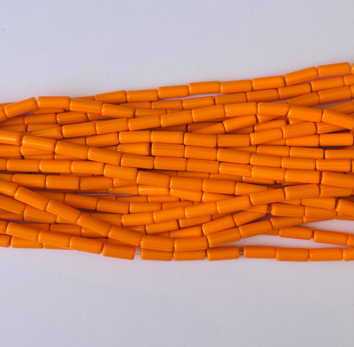 114 Pieces High Shine Orange Cylinder Tube Beads 10x4MM