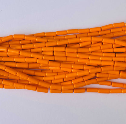 114 Pieces High Shine Orange Cylinder Tube Beads 10x4MM