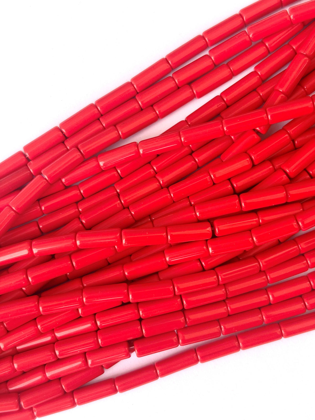 114 Pieces High Shine Red Cylinder Tube Beads 10x4MM