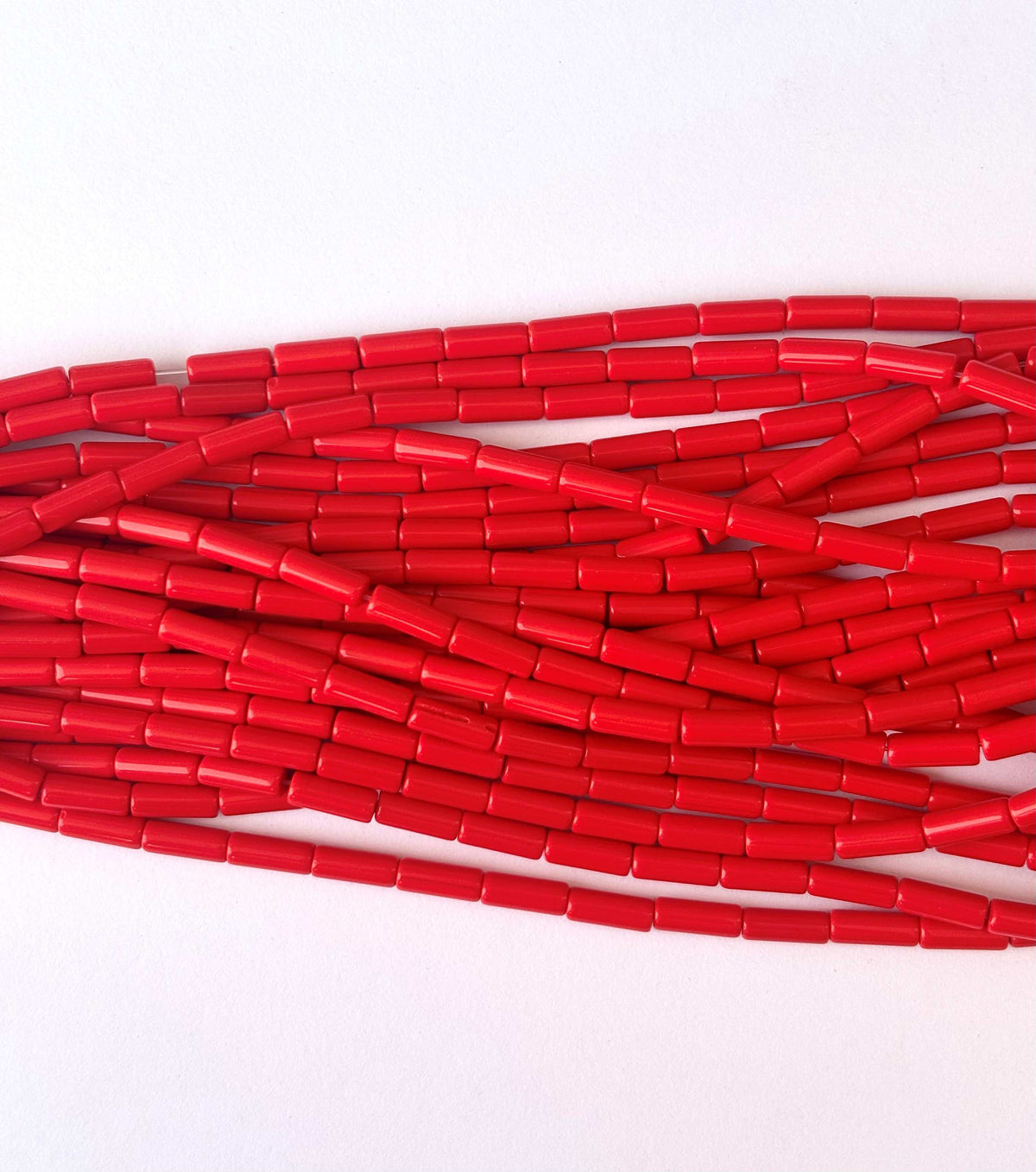 114 Pieces High Shine Red Cylinder Tube Beads 10x4MM