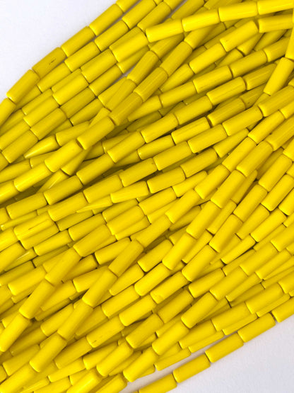 114 Pieces High Shine Yellow Cylinder Tube Beads 10x4MM