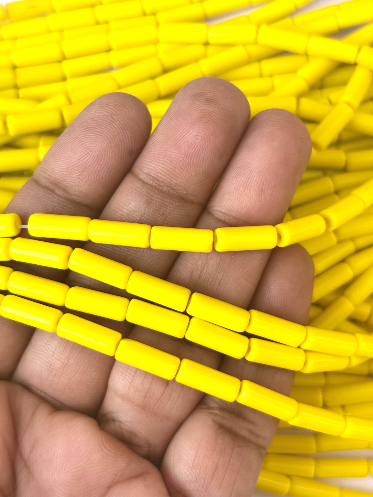 114 Pieces High Shine Yellow Cylinder Tube Beads 10x4MM