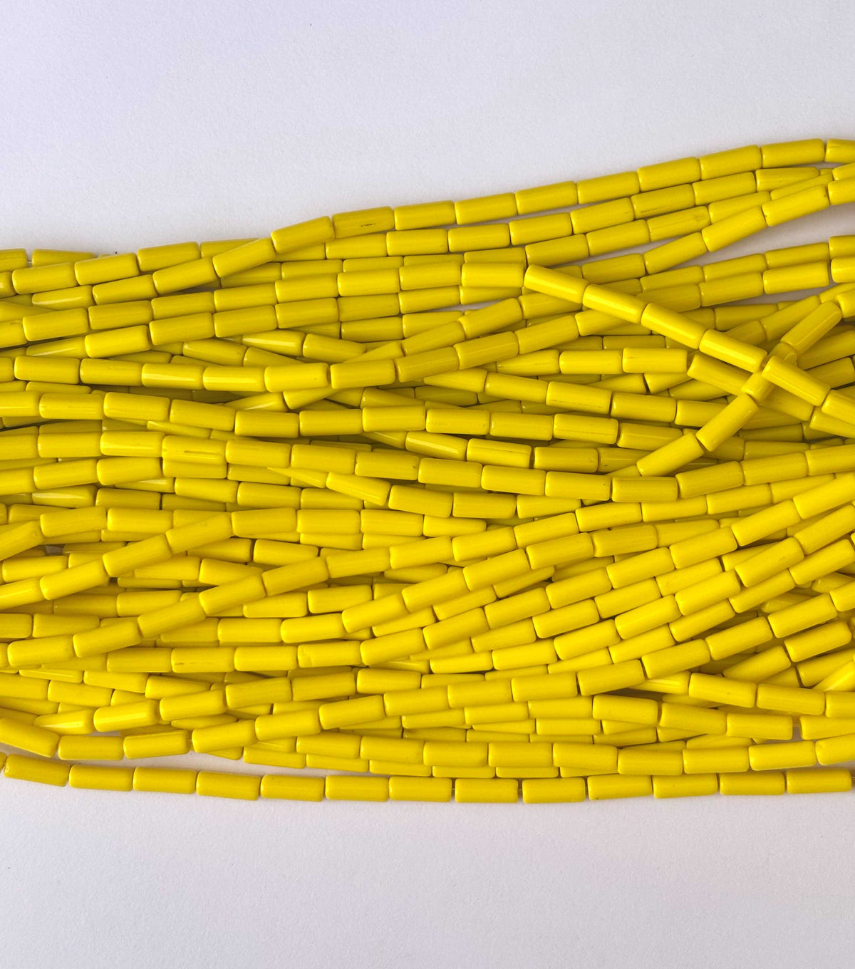 114 Pieces High Shine Yellow Cylinder Tube Beads 10x4MM