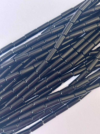 114 Pieces High Shine Black Cylinder Tube Beads 10x4MM