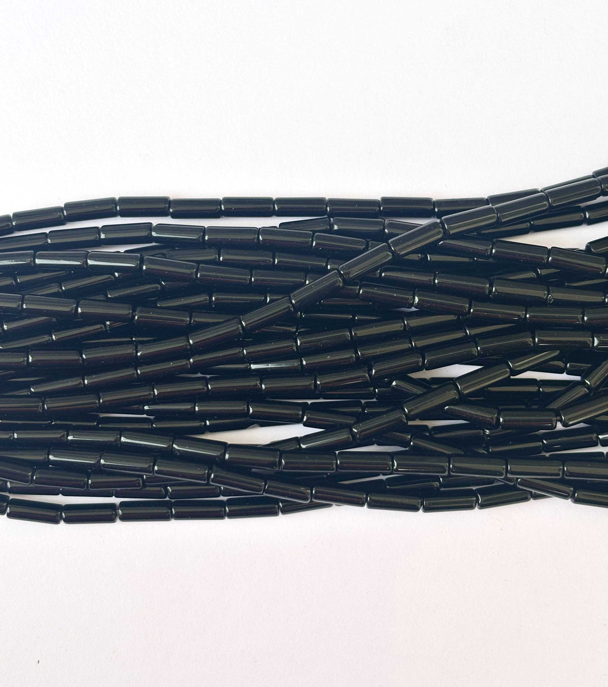 114 Pieces High Shine Black Cylinder Tube Beads 10x4MM