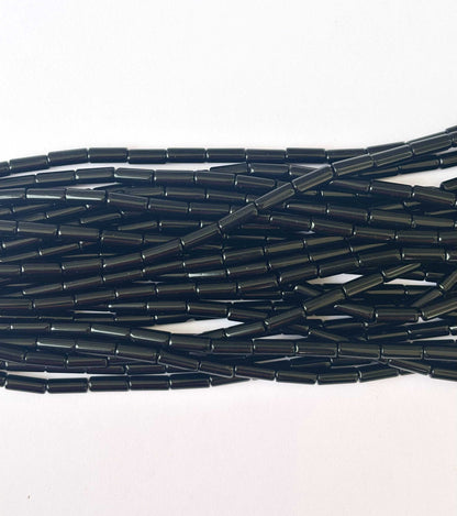 114 Pieces High Shine Black Cylinder Tube Beads 10x4MM