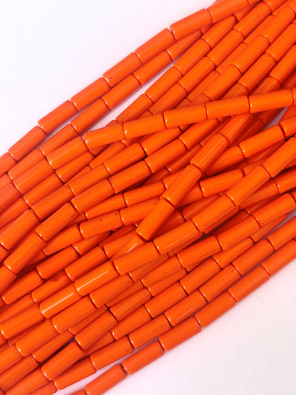 114 Pieces High Shine Flame Orange Cylinder Tube Beads 10x4MM