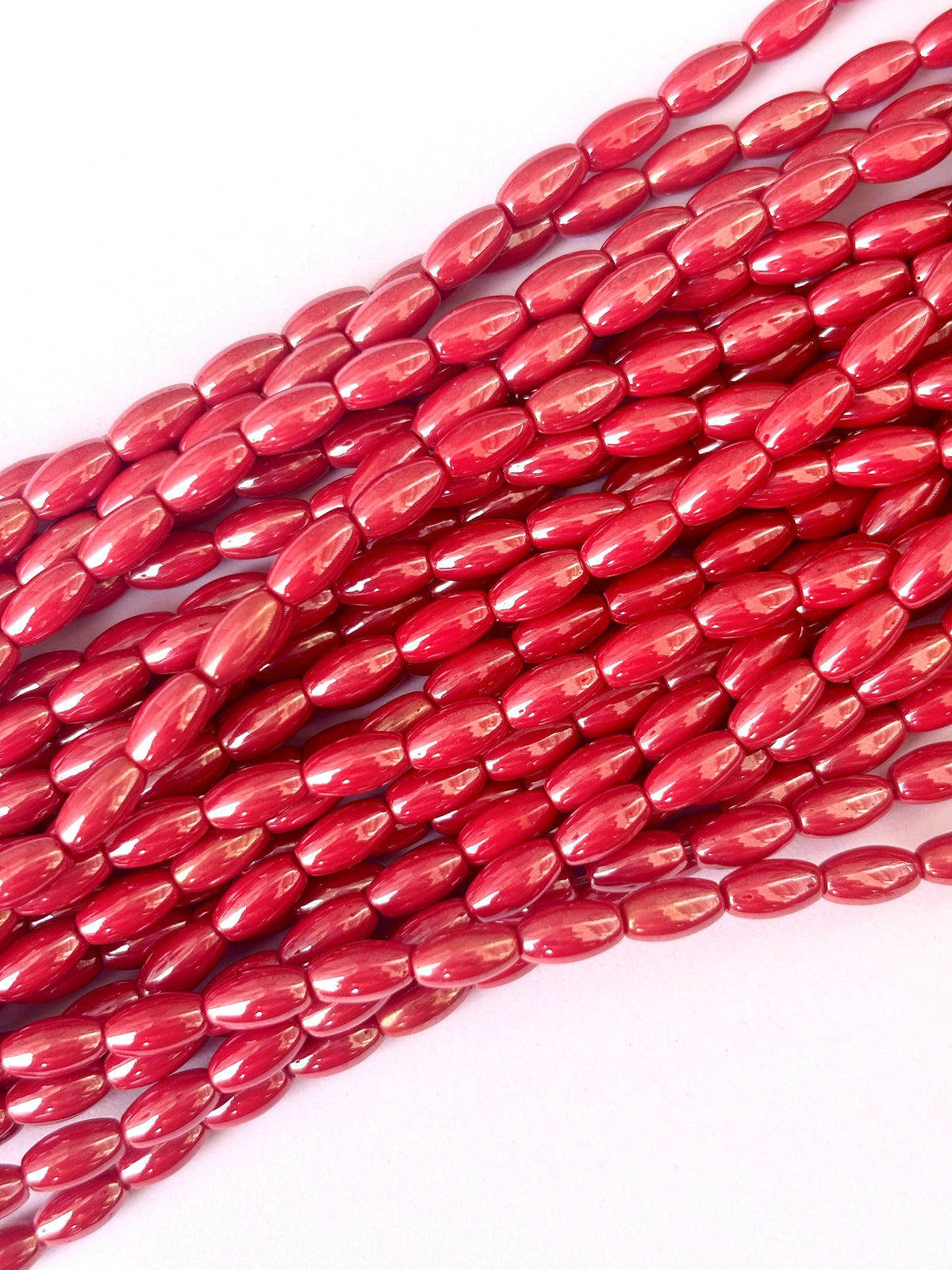 116 Pieces High Shine Monalisa Coral Red Oval Beads