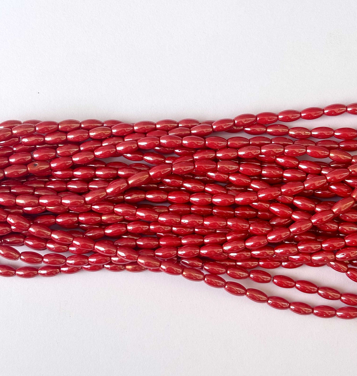 116 Pieces High Shine Monalisa Coral Red Oval Beads