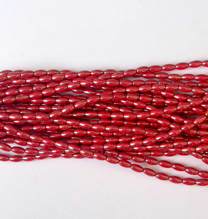 116 Pieces High Shine Monalisa Coral Red Oval Beads