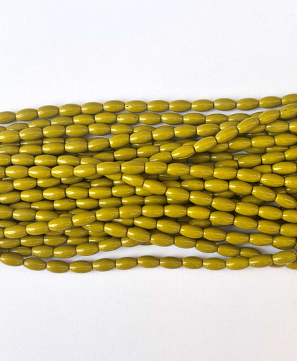 116 Pieces High Shine Monalisa Olive Green Oval Beads