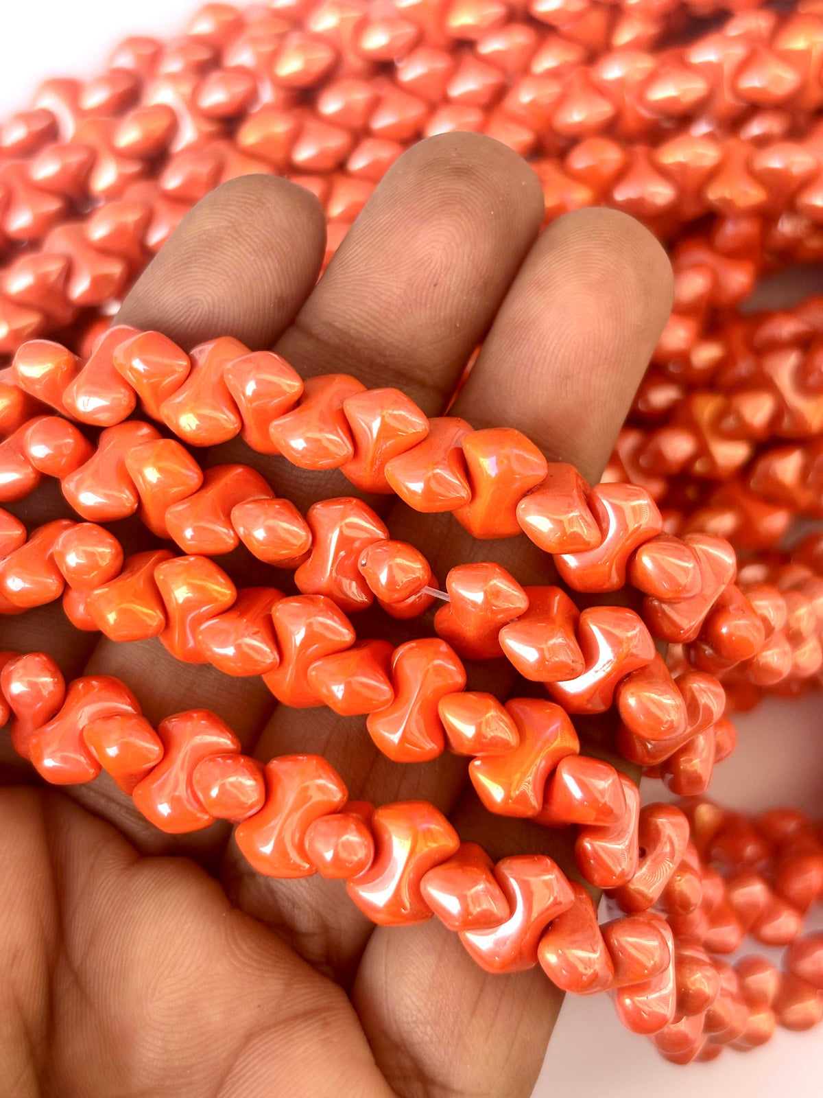 86 Pieces Orange Bow Monalisa Beads 9x5MM