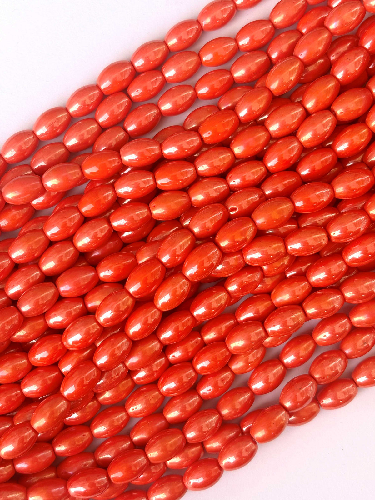 41 Pieces Lustre Orange 10x7MM Oval Monalisa Beads