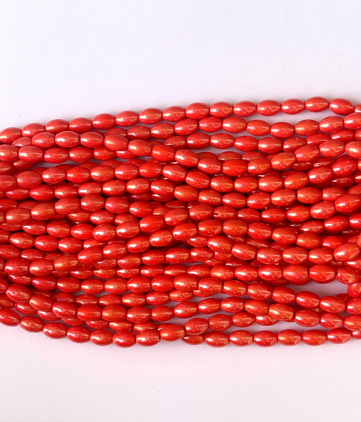 41 Pieces Lustre Orange 10x7MM Oval Monalisa Beads
