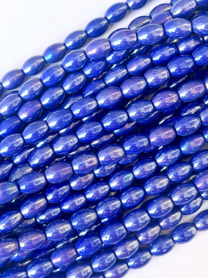 41 Pieces Royal Blue 10x7MM Oval Monalisa Beads