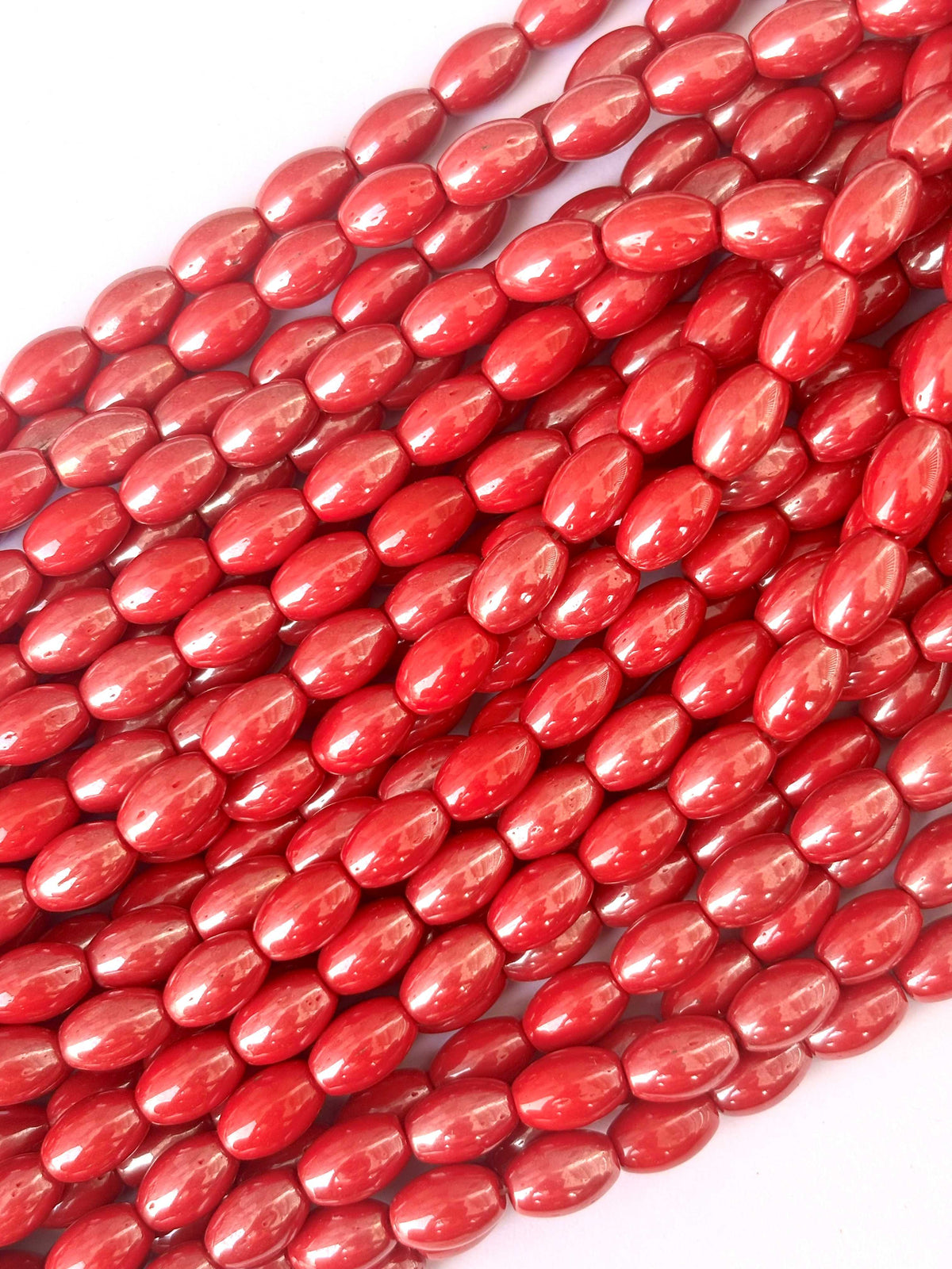 41 Pieces Rose Red 10x7MM Oval Monalisa Beads