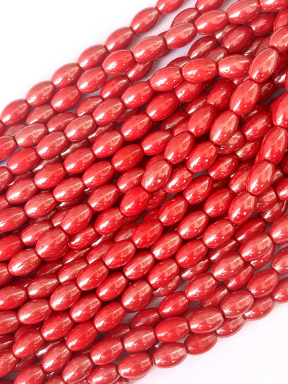 41 Pieces Rose Red 10x7MM Oval Monalisa Beads