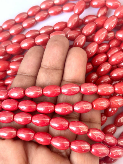 41 Pieces Rose Red 10x7MM Oval Monalisa Beads