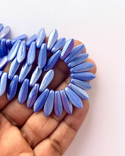 126 Pieces Blue Monalisa Leaf Beads 16x5MM
