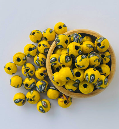 10 Pieces Yellow Face Eye Glass Beads 18x16MM