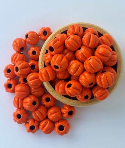 15 Pieces Orange Pumpkin Melon Glass Beads 16X16MM