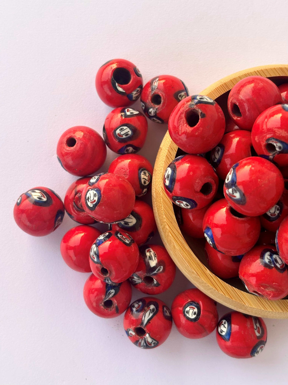 10 Pieces Red Face Eye Glass Beads 20x18MM