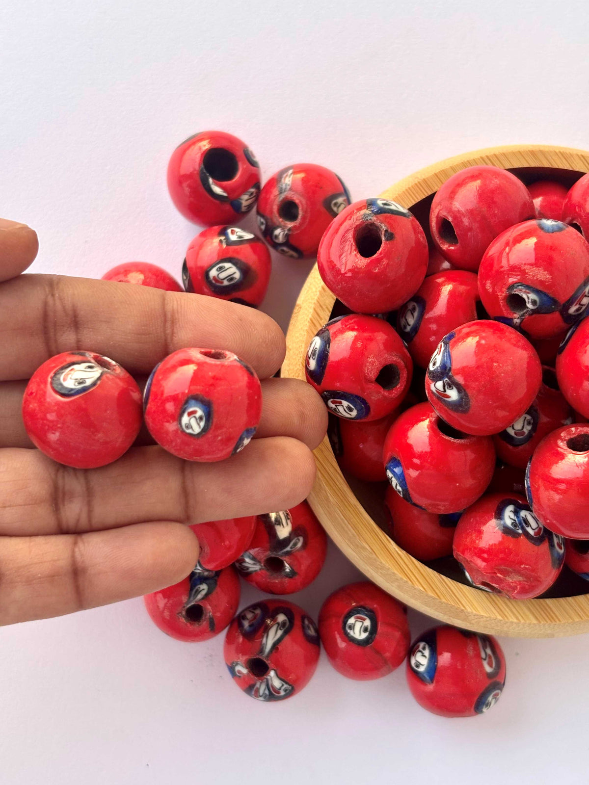 10 Pieces Red Face Eye Glass Beads 20x18MM